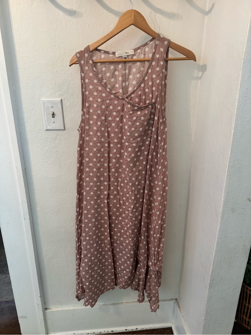 Polka Dot yea Sleeveless Midi Dress in Dusty Rose -